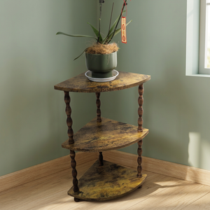 Table console d'angle en bois avec étagère de rangement à 3 niveaux, table d'appoint, étagère gain de place pour le salon - Product Image 3