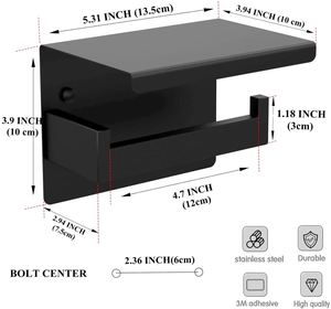 Wholesale Multifunctional Decorative Waterproof Metal Self Adhesive Wall Mounted Bathroom Hotel <b>Shower</b> Room Toilet Paper Holder - Product Image 2