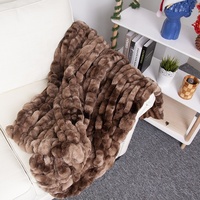 Couverture en fausse fourrure douce et moelleuse personnalisée, imprimée, en fourrure de vison, taille king, pour la décoration de la maison de luxe