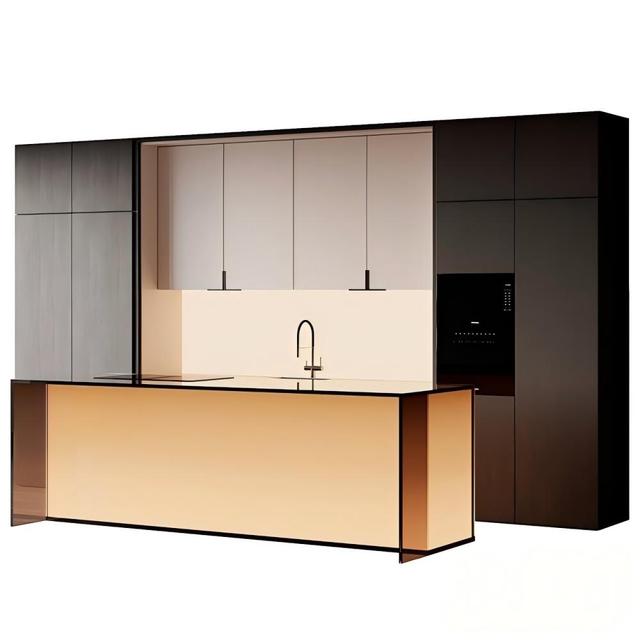 Smart Kitchen Black and White High Gloss Lacquer Solid Wood Modern Design Modular Furniture Cupboard Kitchen Cabinet