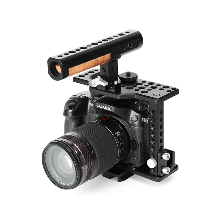 Thor Professional Aluminum Alloy Lightweight Wooden Handle Open Grip Video DSLR Camera Cage Stabilizer Kit Movie Filming Equi