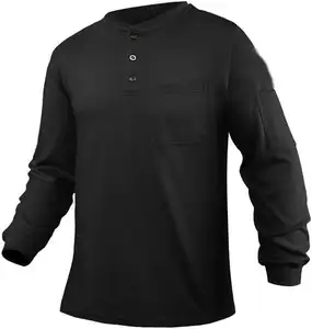 Chemises Henley à manches longues 100% coton vêtements de travail de sécurité CAT2 chemises FR résistantes aux flammes pour hommes