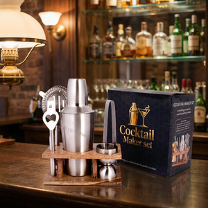 5-Piece Barware Set Includes 1 Regular cocktail <b>shaker</b>, 1 Jigger, 1 <b>Bottle</b> opener, 1 Tong, 1 Strainer - Product Image 3