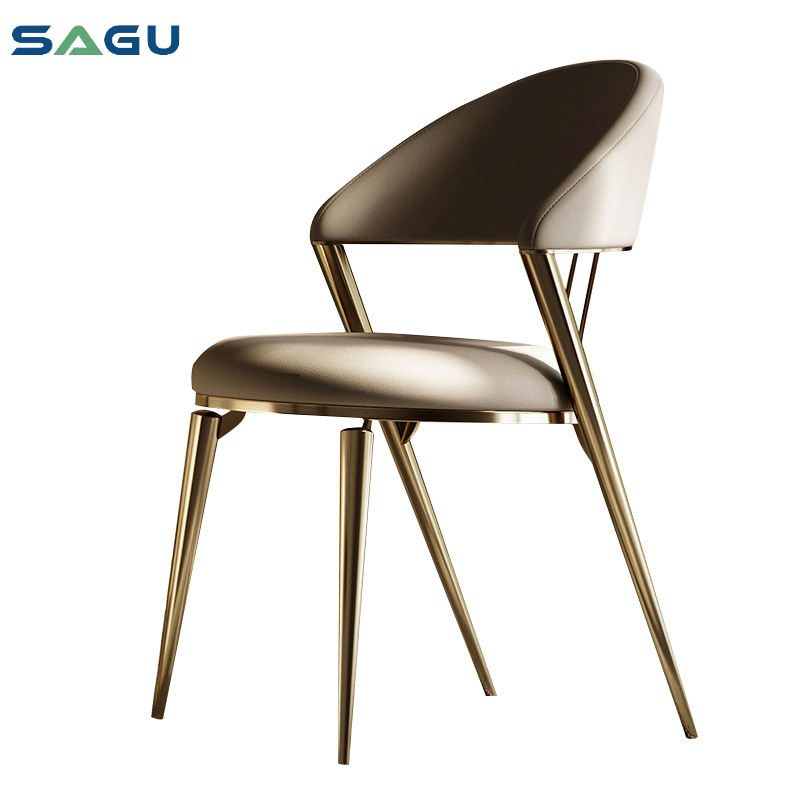 Новый обеденный стул, домашняя спинка из воловьей кожи, золотистые стулья из нержавеющей стали для ресторана, обеденного стола