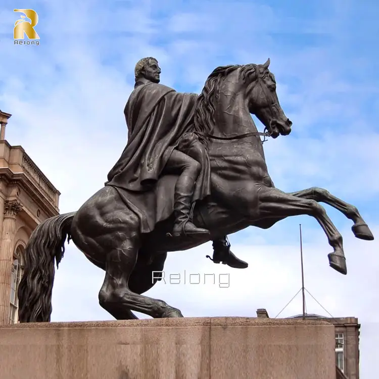 Neues Design hochwertige große Gartens statue im Freien Bronze-Reiter auf Pferd