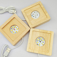 Interrupteur USB lumineux et solide créatif veilleuse moderne pour la maison lampe en cristal 3D décoration de base en bois à LED