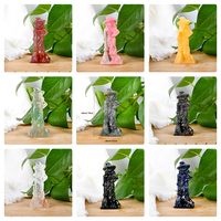 Figura de Bruja Tallada en Cuarzo Rosa, Piedra Natural Curativa, Pulida, para Regalo de Halloween, Venta al Por Mayor