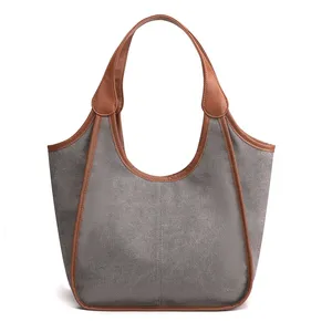 Модная дизайнерская сумка, простая однотонная вместительная сумка-тоут, оптовая продажа, Корея, Женская Холщовая Сумка-тоут на молнии