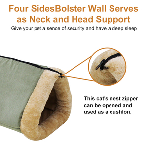 Túnel de Felpa 2 en 1 para Gatos, Tapete para Gatos de Interior, Cama para Gatitos, Iglú Autocalentable, Tapete Cubierto - Product Image 4