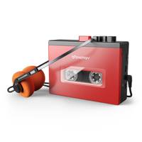 Lecteur de cassette portable pour MP3 avec entrée/sortie USB-C, batterie rechargeable intégrée, haut-parleur et microphone intégrés, style rétro