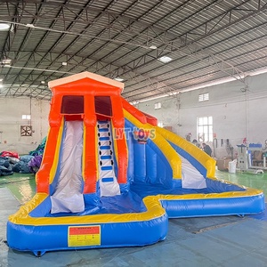 Toboggan aquatique gonflable pour enfants certifié CE, double piste, pour <span class=keywords><strong>location</strong></span> commerciale en extérieur, <span class=keywords><strong>avec</strong></span> <span class=keywords><strong>piscine</strong></span> - Product Image 2