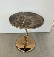 Table basse moderne de luxe en pierre frittée avec structure en fer, couleur personnalisable, mobilier de salon durable