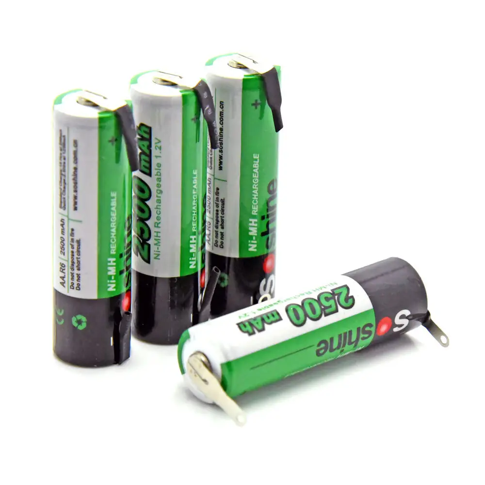 NiMH AA 1.2V Rechargeable Batteries with tabs:2500mAh