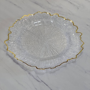 Assiette de présentation 13 pouces or rose en plastique transparent, vente en gros, pour mariage et fête, réutilisable, économique et élégante - Product Image 1