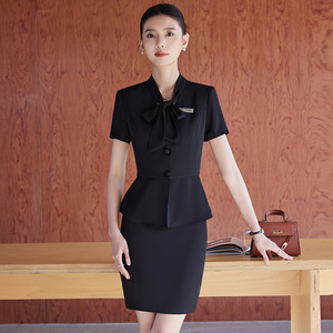 Hotel Uniforms Women Short Sleeve Suit Set Summer 2025 Professional Workwear For Hotel Receptionist Waitress - Product Image 3