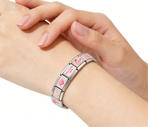 Bracelet personnalisé en acier inoxydable de style italien avec pendentif fleur pour femme, chaîne DIY, bijoux romantiques, cadeau fête des mères, photo personnalisée - Product Image 4