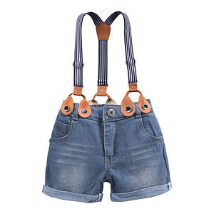 Vêtements pour enfants Ensemble de vêtements pour garçons Chemise bleue + salopette en jean 2 pièces/ensemble Ensembles de vêtements d'été pour tout-petits garçons - Product Image 3