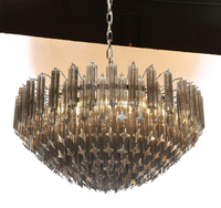 Lustre moderne en verre coupé Murano gris fumé à six niveaux pour salon chambre à coucher
