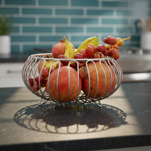 Panier à fruits rond, conteneur de rangement 40x40x25cm, support alimentaire durable pour la cuisine, design moderne, à un seul niveau - Product Image 5