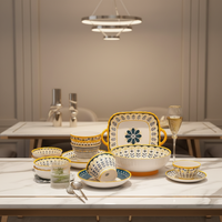 Service de vaisselle en céramique écologique à motif floral personnalisé Bohemian Frost, compatible micro-ondes, bols à soupe/riz de 4,5 pouces, saladier