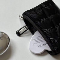 Pochette de rangement portable en polyester matelassée de style coréen avec fermeture ouverte, porte-cartes et porte-monnaie, mini trousse de maquillage, étui à rouge à lèvres et parfum