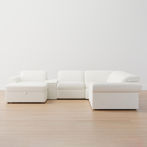 Ensemble modulaire de canapé sectionnel 6 pièces, inclinable et avec rangement, style italien, ultra confortable, avec accoudoirs carrés et revêtement en tissu nuage - Product Image 4