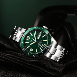 นาฬิกาข้อมือผู้ชาย I&W SII NH36 ระบบออโตเมติกหรูหรา เครื่อง <span class=keywords><strong>Seiko</strong></span> สีเขียว กันน้ำ 100 เมตร พร้อมคุณสมบัติสำหรับเล่นกีฬา - Product Image 6