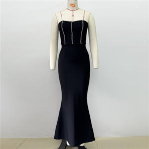 Vestido Maxi con cuello cuadrado, vestido de cena con diamantes de imitación, ajustado para cena, fiesta de cumpleaños, evento - Product Image 6