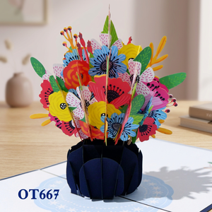 Carte 3D Pop-up Fleurie Personnalisée Tendance en Gros, Faite à la Main, Meilleur Choix, Artisanat en Papier Découpé au Laser, Cadeau Hanoi Thanksgiving - Product Image 1