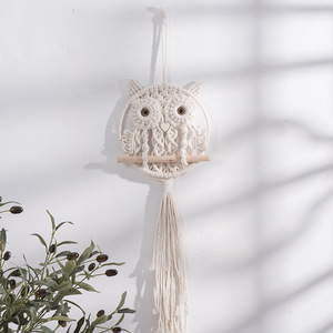 Shixinju Owl Wall <b>Hanging</b> <b>White</b> Cotton Macrame Tassel Home Decor Entryway Living Room Bedroom - Product Image 1