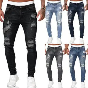 2023 Die neuesten Hot Factory Wholesale Custom Herren jeans, Skinny Elastic Jeans, Fashion Skinny Ripped Herren jeans