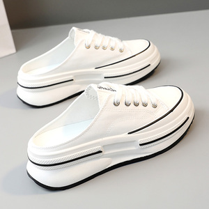 2026 New Women's <b>Canvas</b> Slip-On Shoes Spring Summer Breathable Thick Sole Mesh Lining <b>Round</b> Toe - Product Image 3