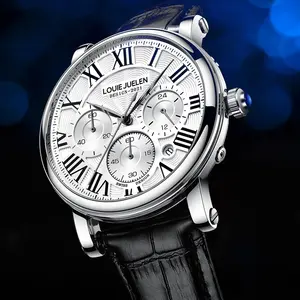Men's Quartz Watches High Quality Genuine Leather Waterproof Chronograph Multi-function Custom Logo Reloj Hombre Orologio Uomo