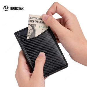 Tilonstar ที่ใส่บัตรหนังคาร์บอนไฟเบอร์แบบบาง TVC301กระเป๋าสตางค์แบบป๊อปอัพทำจากอลูมิเนียมแบบเรียบง่าย - Product Image 3