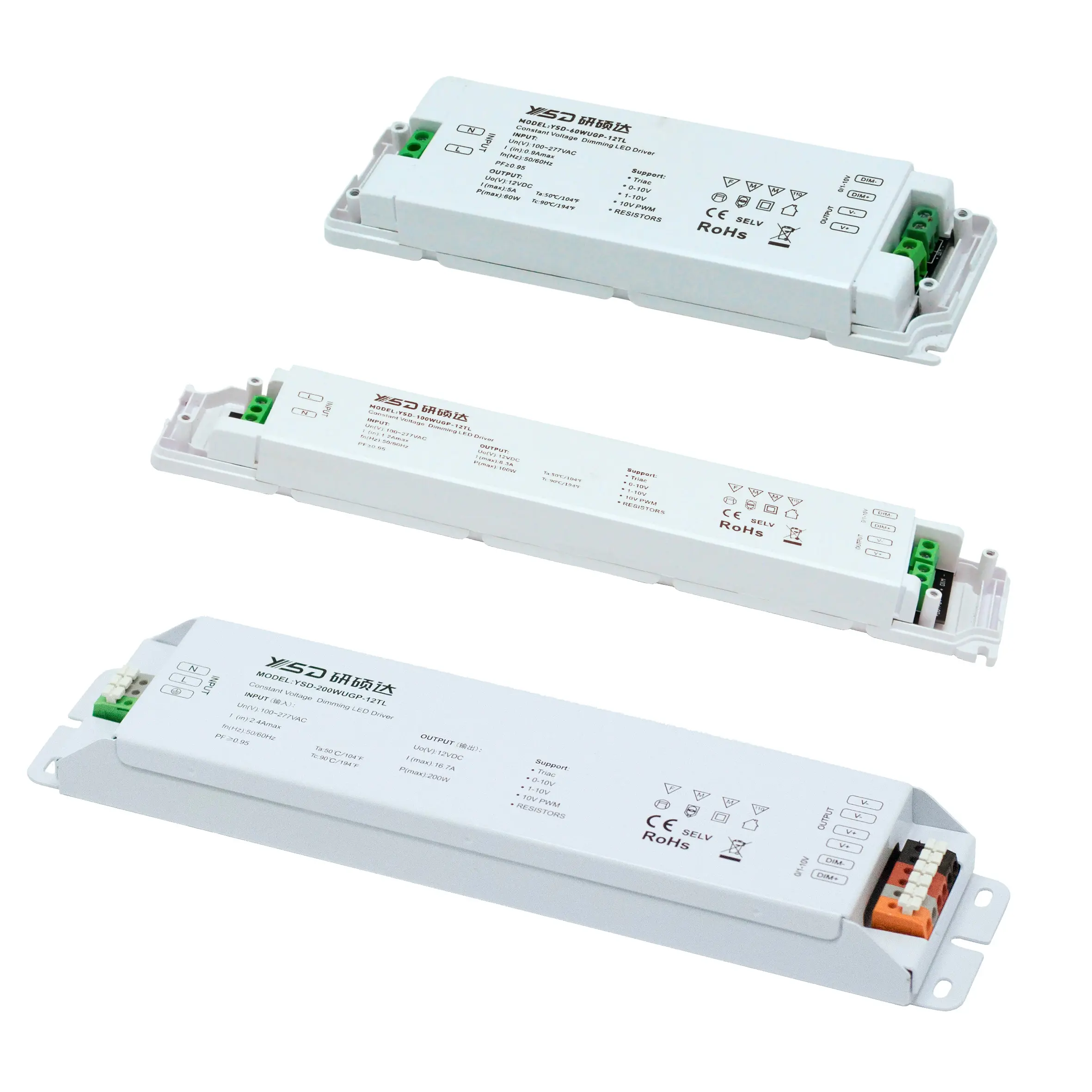 60W 100W 150W 200W 300W Triac 0-10V Dimming LED Power Supply 12V 24V LED Power Supply Constant Voltage Dimmable LED Driver