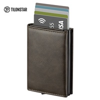 Dompet Kartu Kredit Bisnis TILONSTAR Berkualitas Tinggi dari Kulit & Aluminium dengan Fitur RFID Blocking