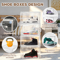 DAYOOH Organisateur de chaussures transparent amélioré, boîte de rangement pliable et empilable en acrylique pour baskets avec couvercle