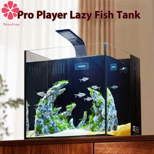 Aquarium d'eau salée intégré avec génération d'oxygène, réservoir d'eau durable et écologique en <span class=keywords><strong>verre</strong></span> noir Super B-Black 5W pour le salon - Product Image 6