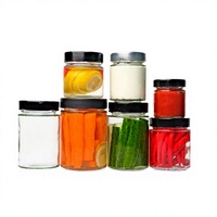 Botol Penyimpanan Makanan Kaca Transparan Ukuran 3oz 5oz 6oz 9oz 12oz 8oz 16oz  dengan Tutup Logam,  Kustomisasi Pabrik, Harga Ekonomis untuk Madu, Saus, dan Selai