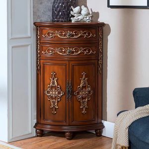 European Wood Wine Cabinet with <strong>Drawers</strong> Tall <strong>Storage</strong> <strong>Unit</strong> - American Style Painted Vintage Sideboard Cabinet - Product Image 3