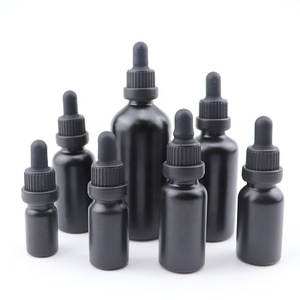 Goteros de vidrio esmerilado negro mate, botellas de aceite esencial, sueros faciales, 30ml, botella de embalaje para cuidado de la piel con tapa de seguridad - Product Image 1