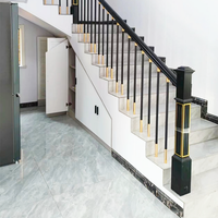 Rampe d'escalier moderne et luxueuse en aluminium noir et or, style minimaliste, adaptée aux villas et appartements intérieurs, personnalisable