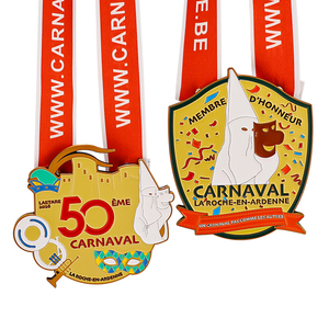 Medaglia Commemorativa Personalizzata in Lega di Zinco 3D, Festival del 50° Anniversario del Carnevale di La Roche-en-Ardenne, Belgio, con Smalto Morbido - Product Image 1