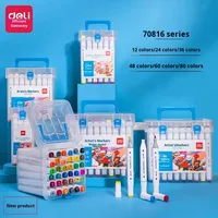 Deli 70816 stylo marqueur à base d'eau à double pointe Graffiti Fiber Set pour étudiant enfants aquarelle dessin plastique