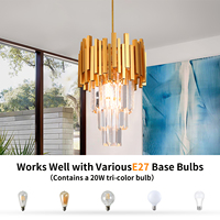 Lustre suspendu doré en aluminium à 3 couches de cristaux Capiz, réglable en hauteur, pour îlot de cuisine intérieur, douille E26