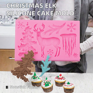 Molde de Silicona para Fondant Navideño en Oferta, Diseño de Reno, Árbol y Copo de Nieve, Antiadherente, Herramienta para Decorar Pasteles - Product Image 2