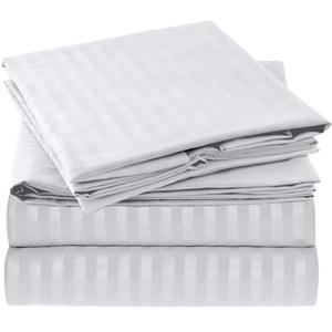 Set di Biancheria da Letto a Righe 1cm in Cotone 100% per Hotel, Set Copripiumino con Lenzuolo Piatto e Lenzuolo con Angoli - Product Image 2