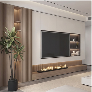 Console multimédia minimaliste en chêne massif avec cheminée intégrée <span class=keywords><strong>pour</strong></span> salon familial - Product Image 6
