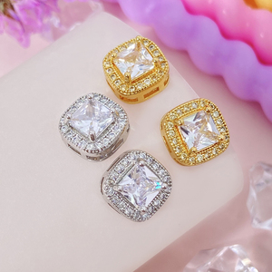 Boucles <span class=keywords><strong>d</strong></span>'Oreilles Carrées à Clous en Zircon Cubique, Plaqué Or 18K, Étanche, Style Coréen, En Gros et en Stock, pour Femmes - Product Image 5