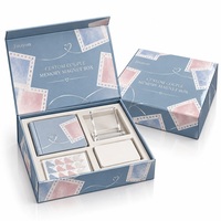 Boîte aimantée rigide personnalisée avec logo imprimé pour couple, souvenir de la Saint-Valentin, vente en gros, papier couché 157 g/m², carton gris 2 mm, finition brillante